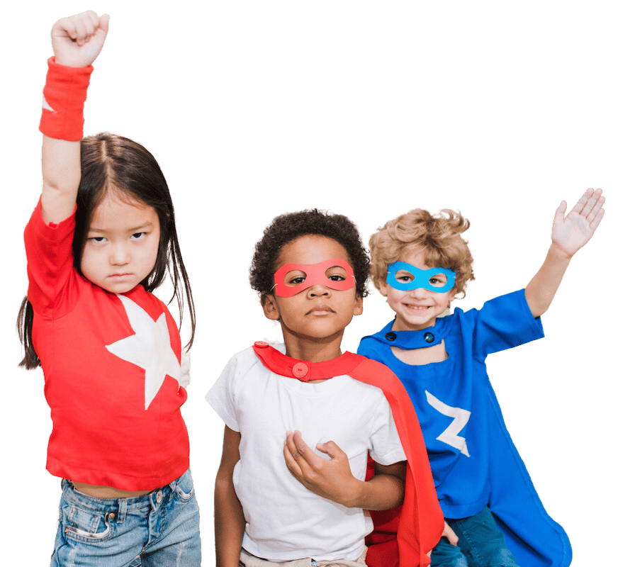 kids in superhero costimes